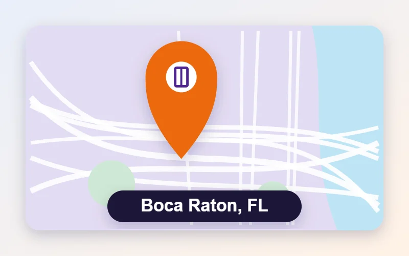 Sliding door and window repair service area map pin for Boca Raton, FL