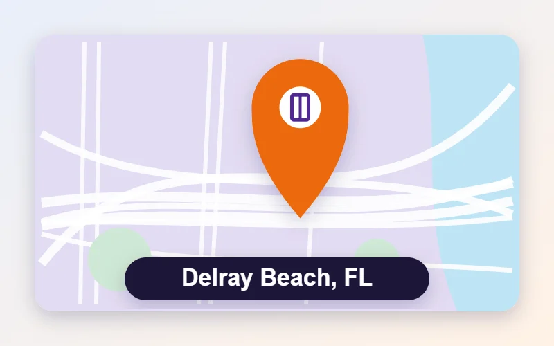 Sliding door and window repair service area map pin for Delray Beach, FL