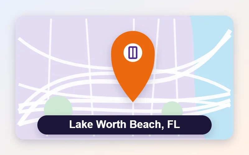 Sliding door and window repair service area map pin for Lake Worth Beach, FL