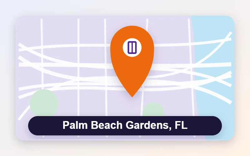 Sliding door and window repair service area map pin for Palm Beach Gardens, FL
