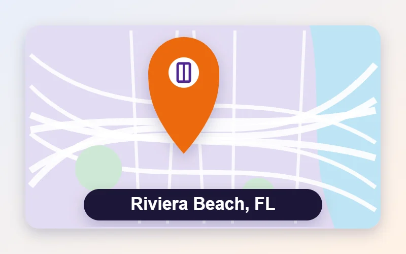 Sliding door and window repair service area map pin for Riviera Beach, FL