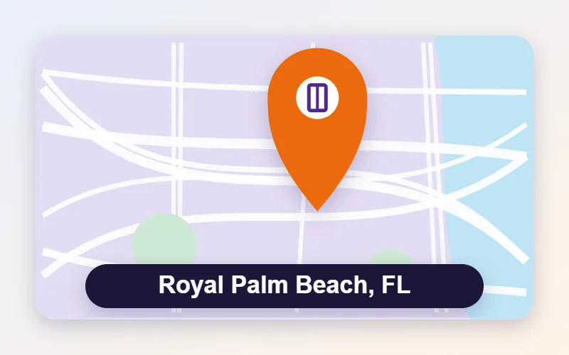 Sliding door and window repair service area map pin for Royal Palm Beach, FL