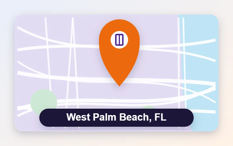 Sliding door and window repair service area map pin for West Palm Beach, FL